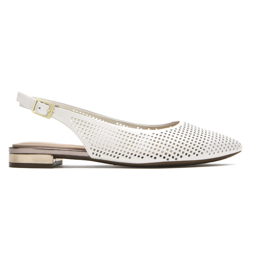 Rockport Singapore Womens Flats - Total Motion Adelyn Slingback White - PH1304785